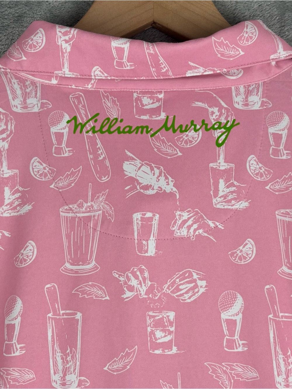William Murray Shirt Men Medium Pink Minty Fresh Novelty Golf Polo - Picture 13 of 13